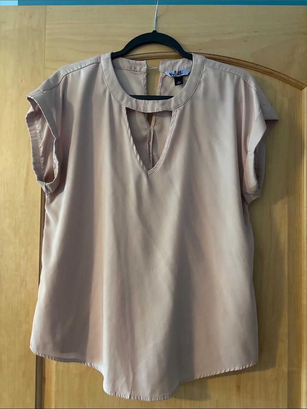 Blush Keyhole Cap-Sleeve Blouse